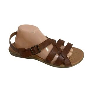 BOC Born Concept Womens Brown Flats Sandals 11 M Slingback Buckle Faux Leather